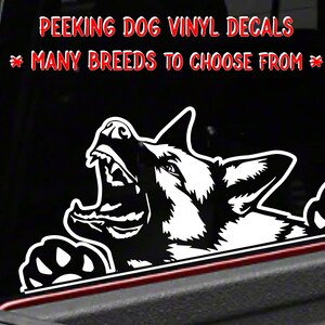 Custom Peeking Dog (by breed) Vinyl Decal Sticker