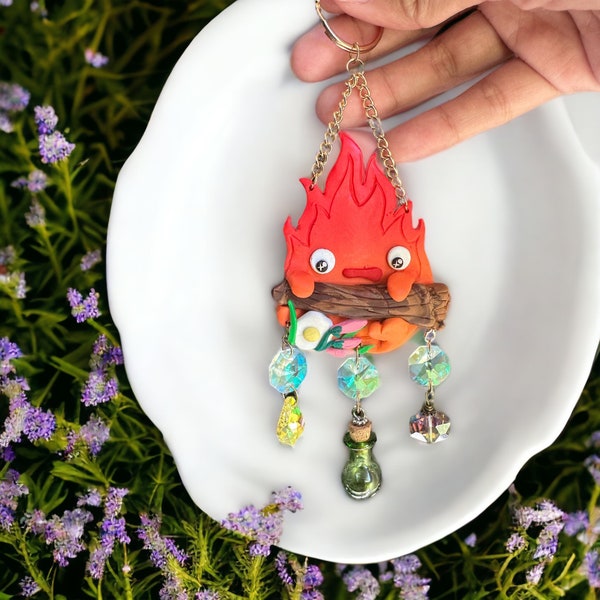 Limited Edition Howls moving castle wall hanging | studio ghibli suncatcher | studio ghibli wall hanging | calcifer suncatcher | calcifer