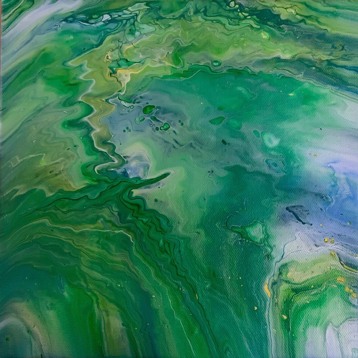 Spring Moss Acrylic Pour Painting on Canvas Etsy.de