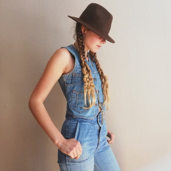 Jeans Vest 70S Vintage Boho Boheme Size 