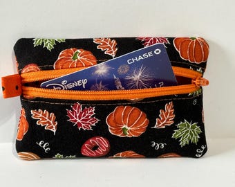 Autumn Pumpkins and Donuts zipper / notions / credit card / coin pouches