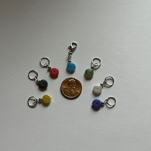 Rainbow Swirl Beaded Stitch Markers and Progress Keeper