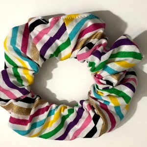 Rainbow Stripes Hair Scrunchie / Hair Tie