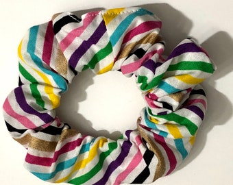 Rainbow Stripes Hair Scrunchie / Hair Tie