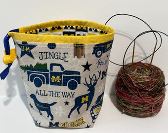 Simple Sock Project Bag - University of Michigan Holidays