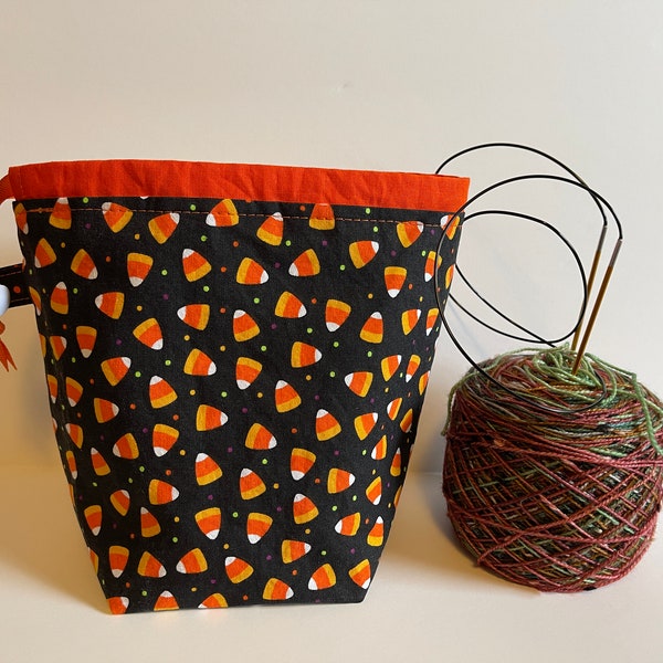 Simple Sock Project Bag - Candy Corn