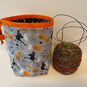 Einfache Sock Project Bag - Halloween Hexe / Gespenst / Kürbis