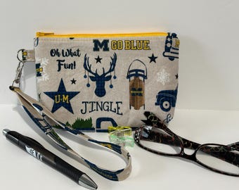 University of Michigan Holidays zipper / notions / wristlet pouch