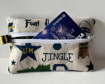 University of Michigan Christmas small zipper / notions / credit card / coin pouches