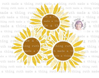 Three Sunflowers SVG, Sunflower dxf, Sunflowers SVG, Fall SVG, Autumn Clip Art, Flowers svg
