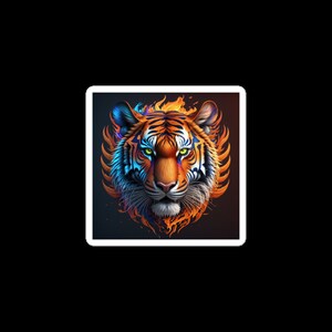 Blauwe en oranje tijger - Luchtbelvrije sticker