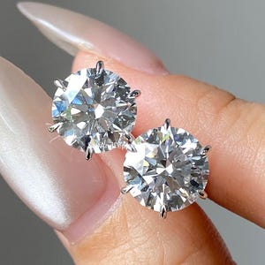 2 + 2 Ct Round Cut Stud Earring Solitaire Moissanite Earring Round Moissanite Stud Earring Diamond Earring For Woman Silver Gift For Her