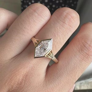 2CT Dutch Marquise Cut Moissanite Ring Dutch Marquise Engagement Ring Yellow Gold Wedding Diamond Ring Bezel Set Moissanite Solitaire Ring