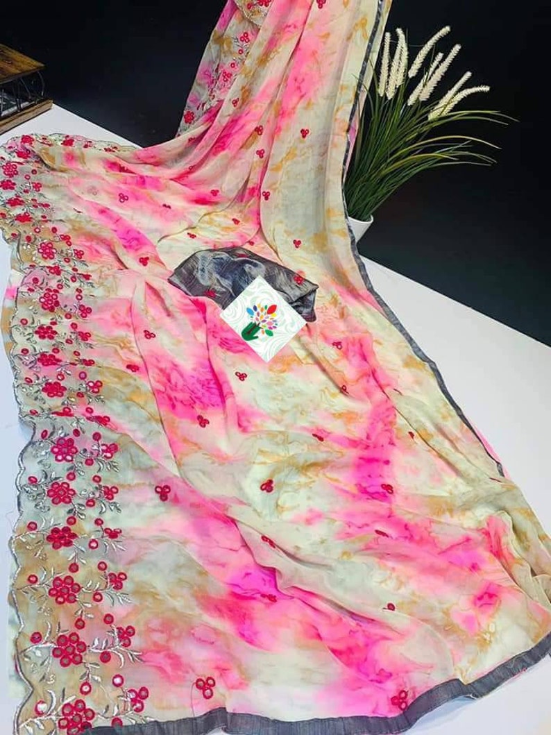 Pure shiffon Saree and blouse for women,saree,saree for women,saree dress,wedding saree,indian saree,traditional saree pink sareee