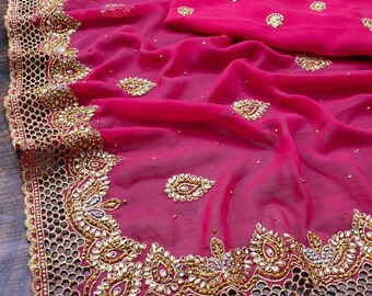 heavy work wedding saree
