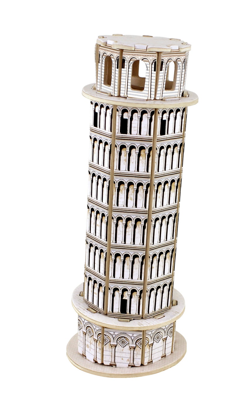 Leaning Tower of Pisa DIY 3D Wooden Puzzle Miniature Model Kit Etsy