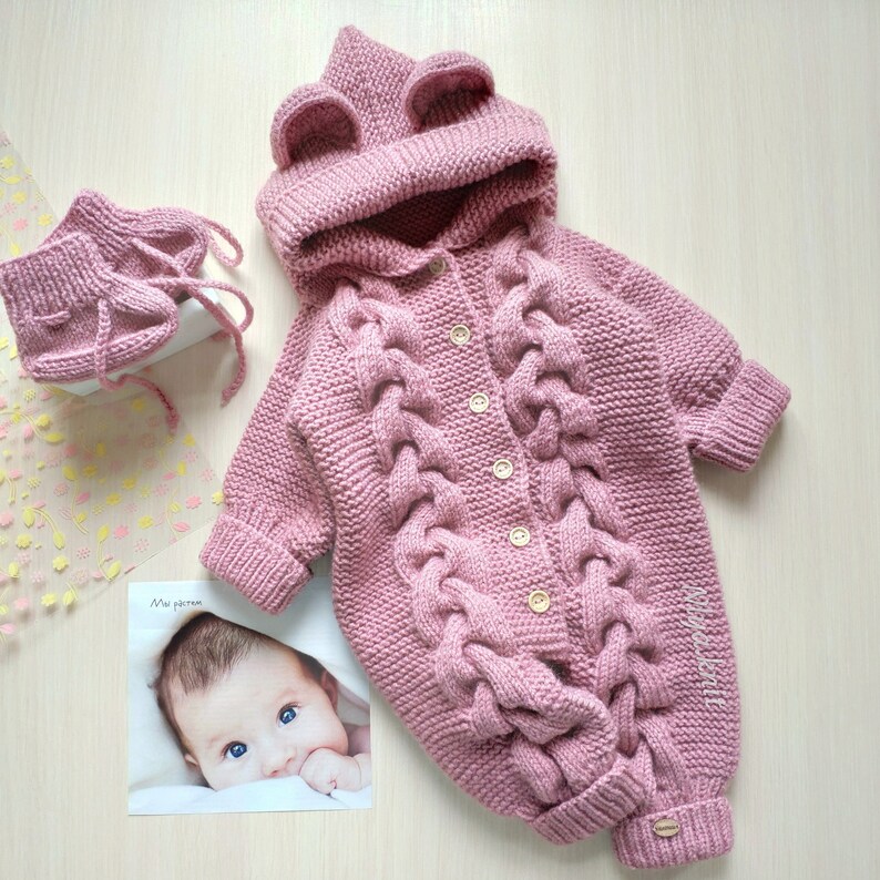 Pink jumpsuit baby Jumpsuitchildren's knitted | Etsy
