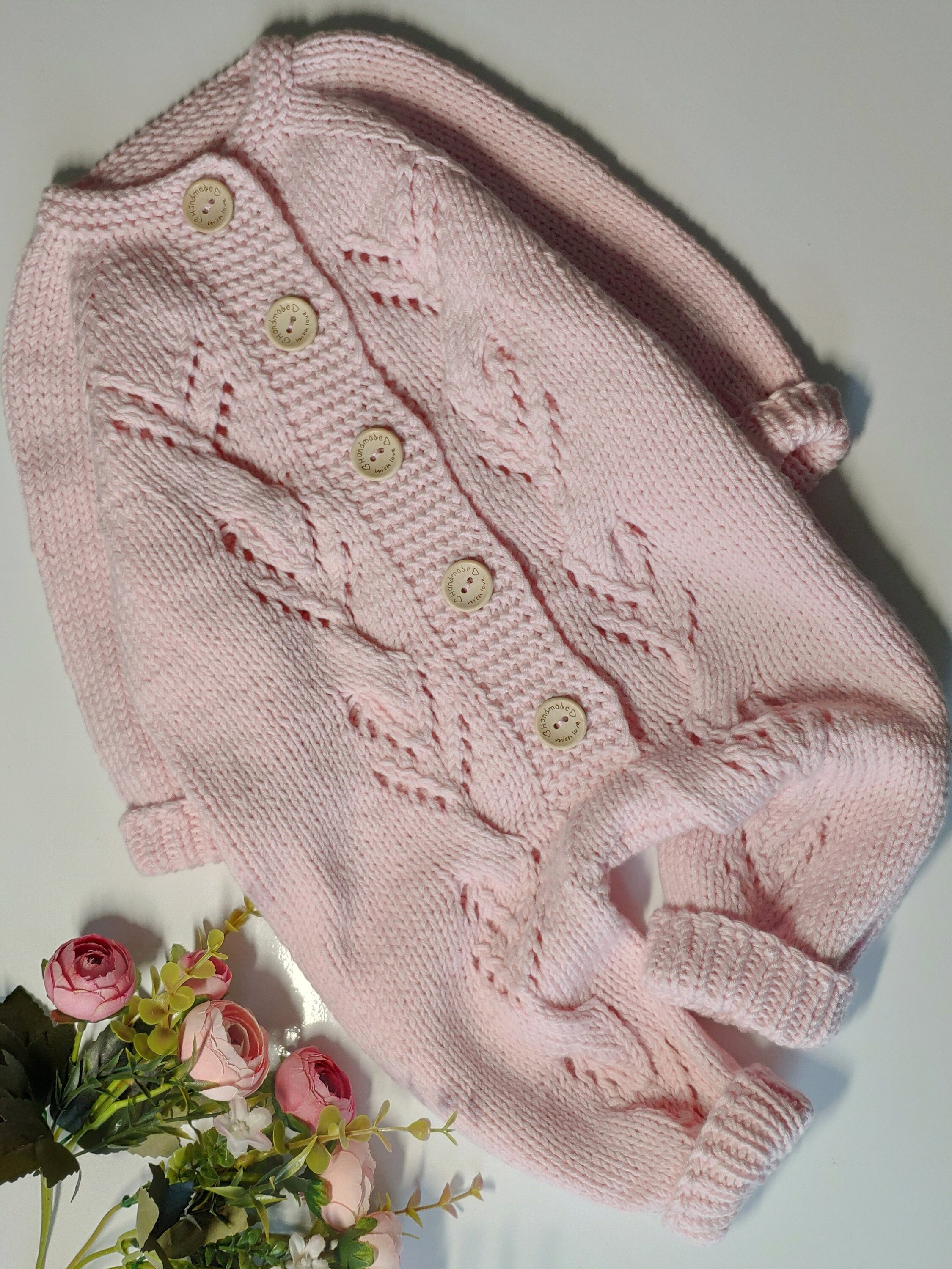 Pink baby romper hand knitted baby clothes cotton knitted Etsy