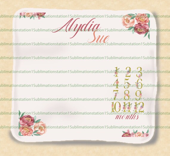 Boho Milestone Blanket Digital Design | PNG | large file | Boho Floral | Baby Girl | Sublimation