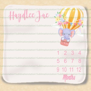 Elephant Milestone Blanket Digital Design | PNG | large file | Purple Elephant | Baby Girl | Sublimation