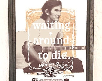 Póster de Townes Van Zandt, 42 x 30 cm, serigrafía, diseño Country Western