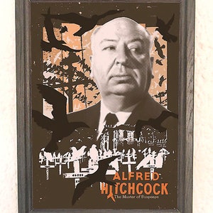 Alfred Hitchcock Poster 50x35cm Horror, Psycho, Birds, Vögel, 50's, 60's wie Siebdruck