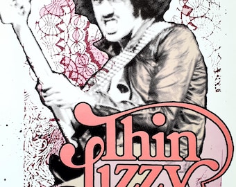 Póster de Thin Lizzy 42 x 30 cm rock, irlanda, primera impresión, nuevo, vintage,