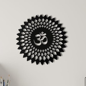 Om Mandala Wall Decor | Sacred Wall Art | Pine Wood MDF | Golden or Black Acrylic | Spiritual Home Decor | Yoga Room Decor