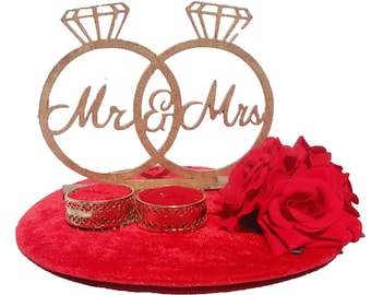 Customised Wedding Ring Platter/Tray/Engagement Ring Platter/Holder/Box with 2 Ring Holder for Ring Ceremony / Event / Wedding