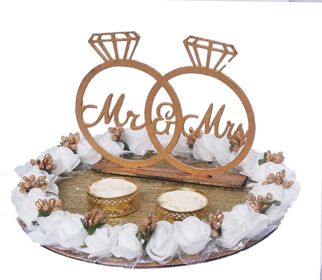 Buy Mridang Designer Handmade Engagement Ring Tray Ring Holder Platter With  Customise Name (Anniversary/Engagement/Wedding Ring Platter/Decorative Tray/Marriage  Decor)- 10X10X8 Inch, multi-colour Online at Low Prices in India - Amazon.in