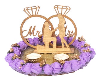 Customised Wedding Ring Platter/Tray/Engagement Ring Platter/Holder/Box with 2 Ring Holder for Ring Ceremony / Event / Wedding