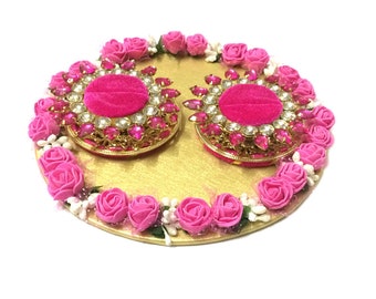Wedding Ring Dish / Platter/Tray/Engagement Ring Platter/Holder/Box with 2 Ring Holder for Ring Ceremony / Event / Wedding