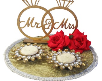 Customised Wedding Ring Platter/Tray/Engagement Ring Platter/Holder/Box with 2 Ring Holder for Ring Ceremony / Event / Wedding