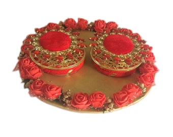 Wedding Ring Platter/Tray/Engagement Ring Platter/Holder/Box with 2 Ring Holder for Ring Ceremony / Event / Wedding
