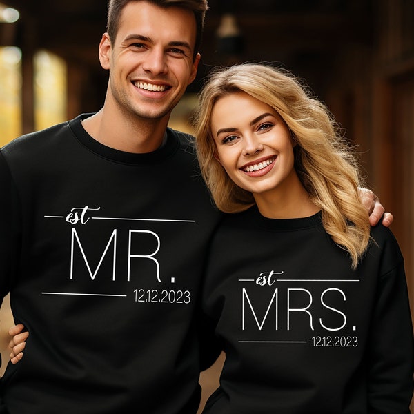 Mr.and Mrs. Sweatshirt,Wifey Sweatshirt,Bride and Groom Sweatshirt, Honeymoon Sweatshirt,Couple Matching,Engagement,Anniversary Hoodie #1432