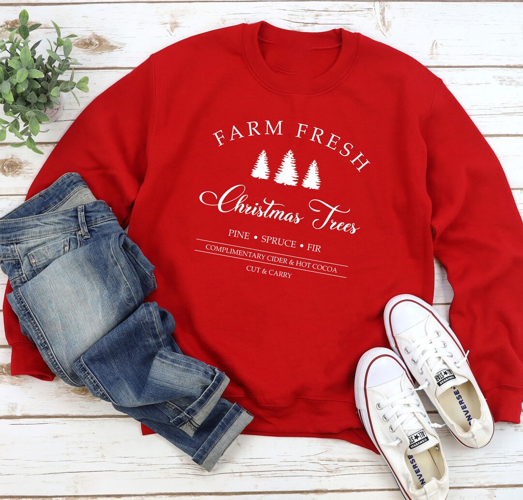 Farm Fresh Christmas Trees Shirt Sweatshirt de Noël Chemise Etsy France