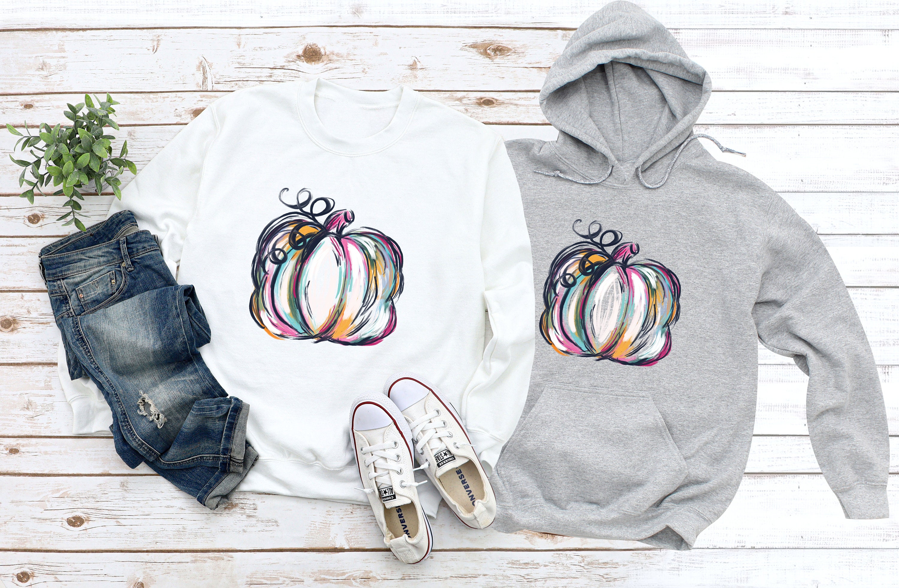 Colorful Pumpkin Sweatshirt Pumpkin Sweatshirt Thanksgiving Etsy