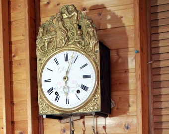 Early French 1830 Morbier COMTOISE WALL CLOCK Verge Crownwheel escapement