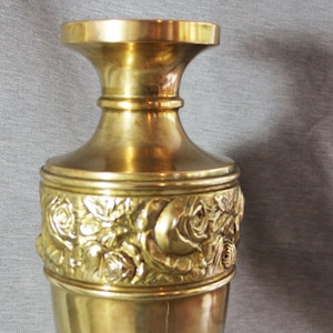 Hughe Vase Art Nouveau copper 1930 flower pattern amphora shaped