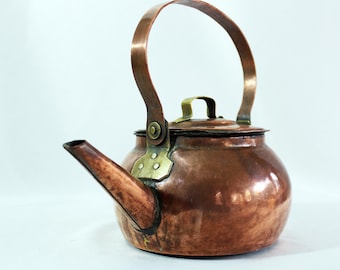 Antique 1850 Copper Brass Handle tea / water Kettle Pot Kitchen