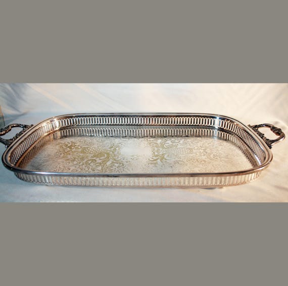 Wallace Victorian Silver Plate Tray Buffet Serving Platter 23 Inch
