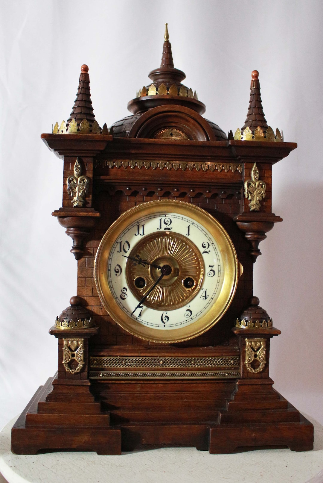 Hughe Castle German Table Clock Mauthe FMS Rich Decorated 1900 Etsy