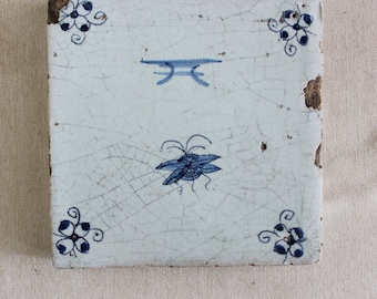 delft blue antique  tile  from around 1650 INSECT
