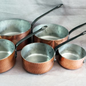 Copper professionel panset 5 pieces with iron Handles Hammered