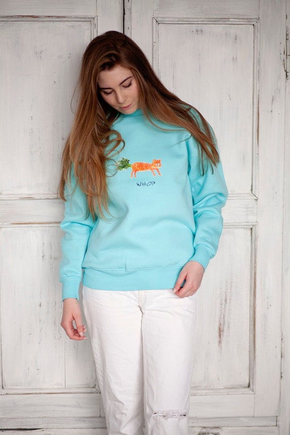 Oversize Baggy Unisex Man Woman Sweatshirt Jumper Aqua Blue Etsy