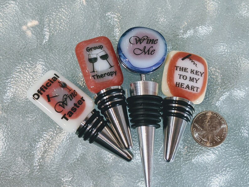 Stainless Steel Glass Bottle Stopper Fused Glass Wine Therapy Wine Taster Wine Wisdom Glass Bottle Stopper Wine Wisdom Decal