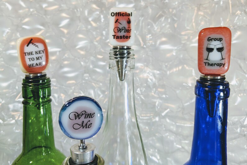 Stainless Steel Glass Bottle Stopper Fused Glass Wine Therapy Wine Taster Wine Wisdom Glass Bottle Stopper Wine Wisdom Decal