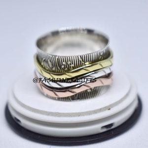 Solid 925 Sterling Silver Ring. Fidget Ring, Copper Ring, Anxiety Ring, Worry Ring, Thumb Ring, Valentines Day Ring, Valentine's Day Ring