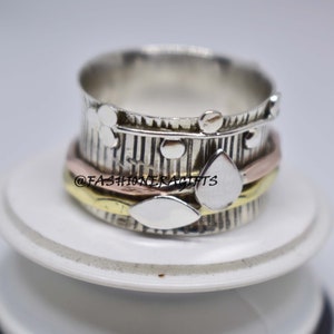 Solid 925 Sterling Silver Ring. Fidget Ring, Copper Ring, Anxiety Ring, Worry Ring, Thumb Ring, Valentines Day Ring, Valentine's Day Ring