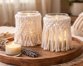 Macrame lantern set of 2 | Boho decoration